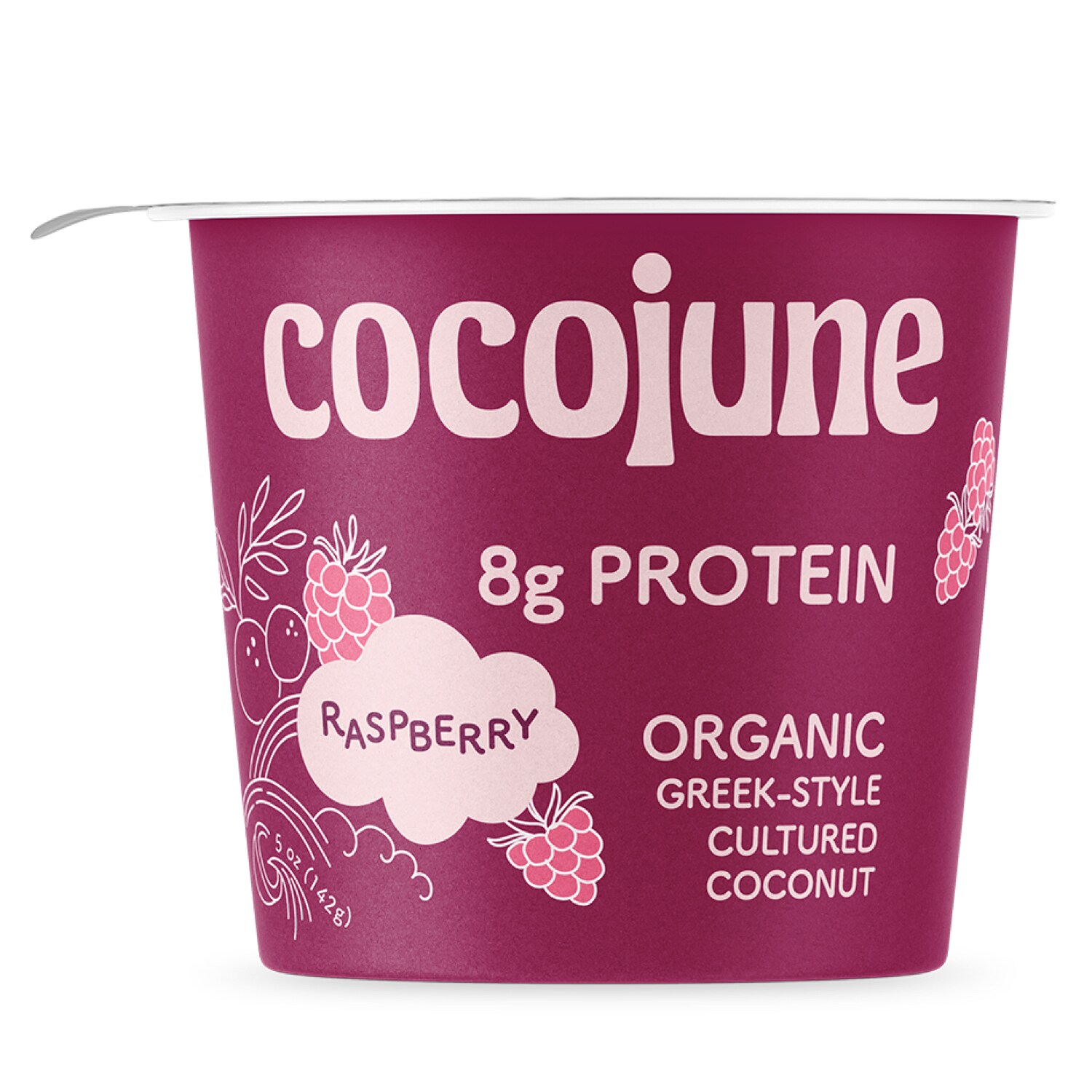 Cocojune Organic Cultured Coconut Yogurt, Protein Raspberry